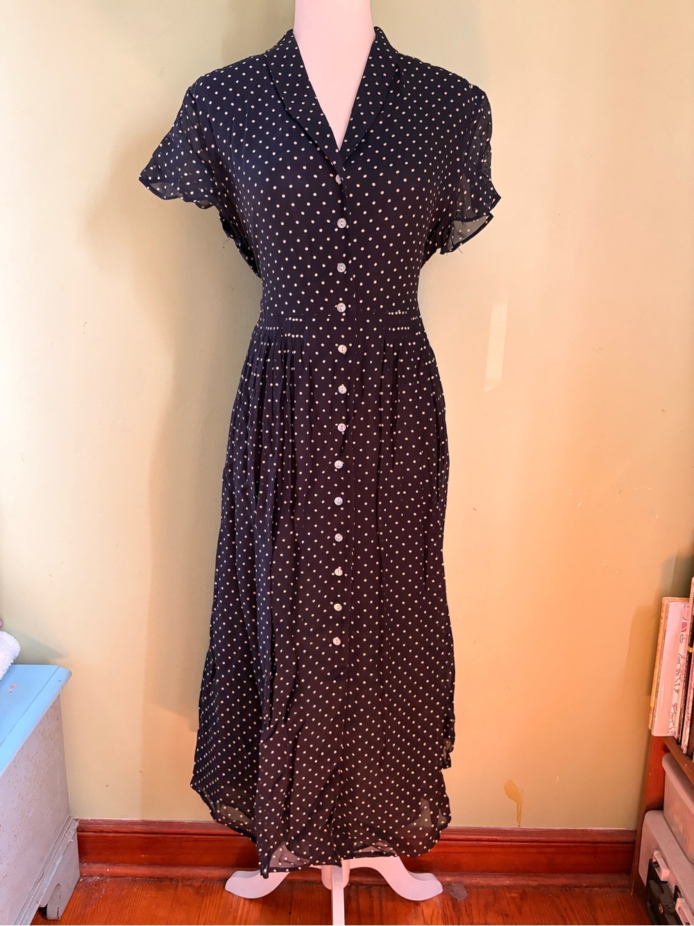 Buttoned Polka Dot Dress